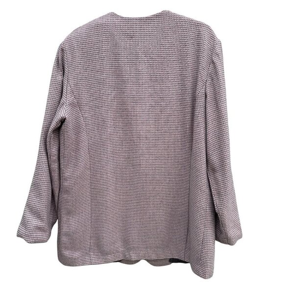 Jessica Scott Vintage Womens Pink Black Wool Blend Houndstooth Blazer Jacket 14 - Picture 7 of 10